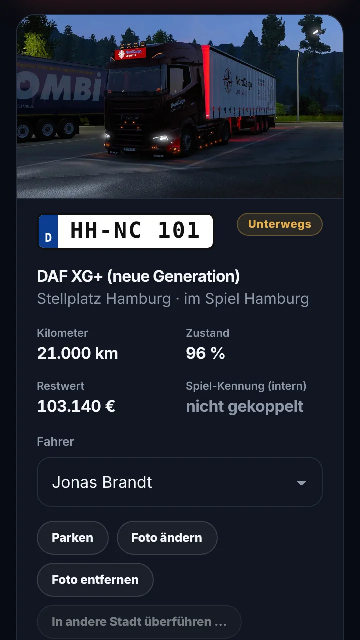 Fuhrpark im NordCargo Fahrerportal